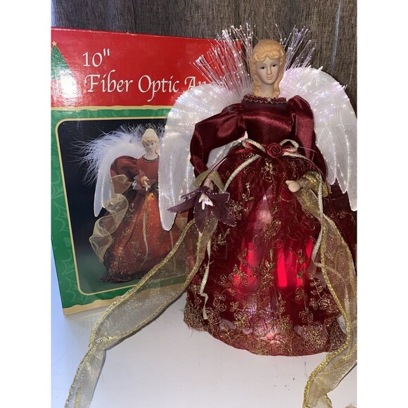 Yuletide Traditions Red Fiber Optic Angel Christmas Tree Topper LED Light-Up - Picture 1 of 8